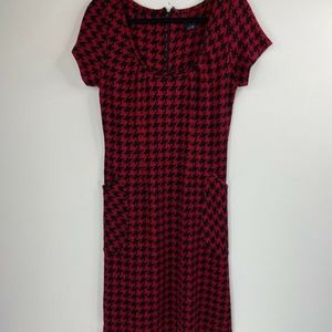 BCBG Maxazaria Dress Red Black Size L Wool Blend